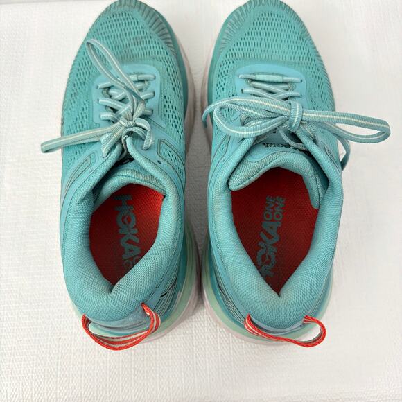 Hoka One One Bondi 7 Shoes Womens Size 7.5 Aquarelle Eggshell Blue Running - Picture 4 of 8